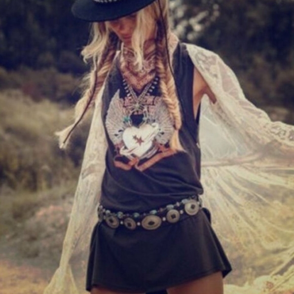 RESTOCKED NWT-  Boho T- Shirt Gypsy Tunic Dress - Picture 4 of 8